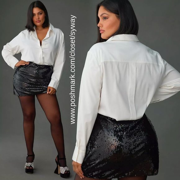 Anthropologie Mare Mare Button-Down Sequin Twofer Mini Dress NWT - Picture 2 of 13